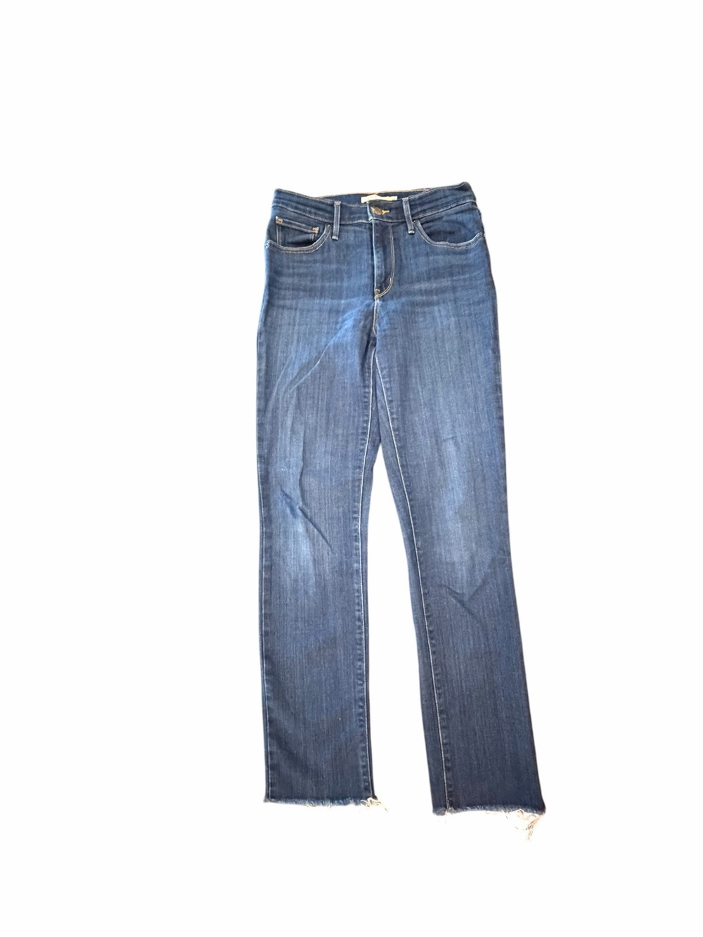 Levis 724 High Rise Straight Jeans‎ Women's Raw Hem 28 W30 L30 Dark Wash Denim
